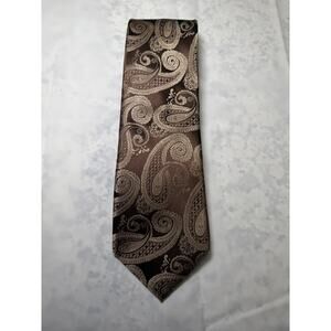 Mens Jones New York Floral Pattern Neck Tie 100% Silk / Color Brown & Beige